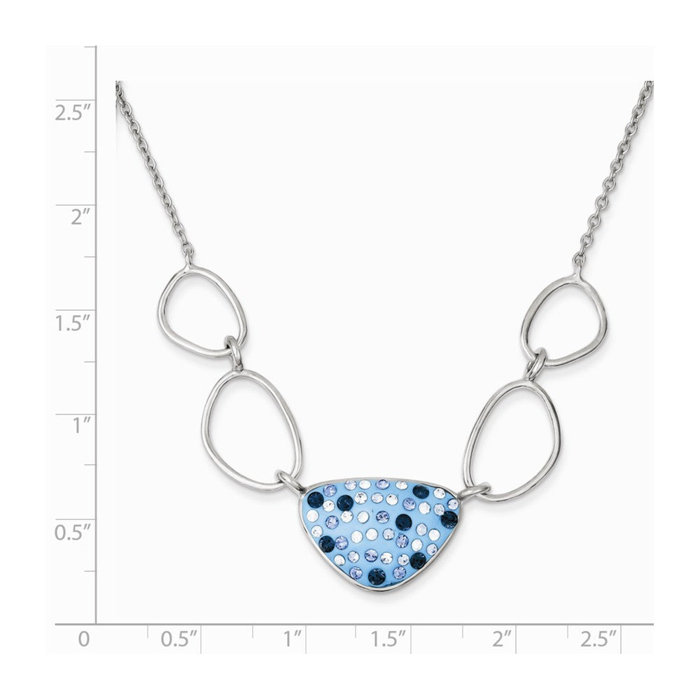 Sterling Silver Blue Preciosa Crystal Triangle Necklace