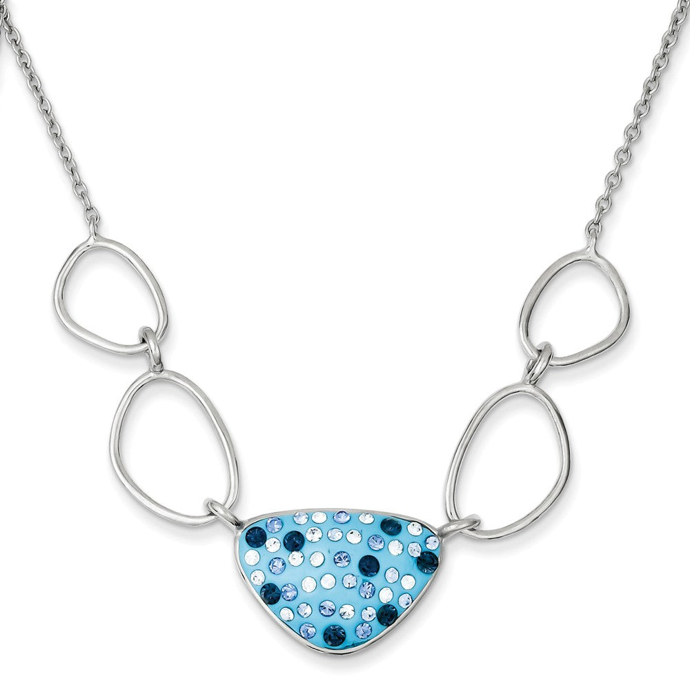 Sterling Silver Blue Preciosa Crystal Triangle Necklace