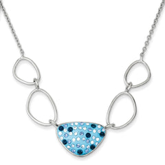 Sterling Silver 925 Blue Crystal Triangle Necklace by Sophia Jewelers