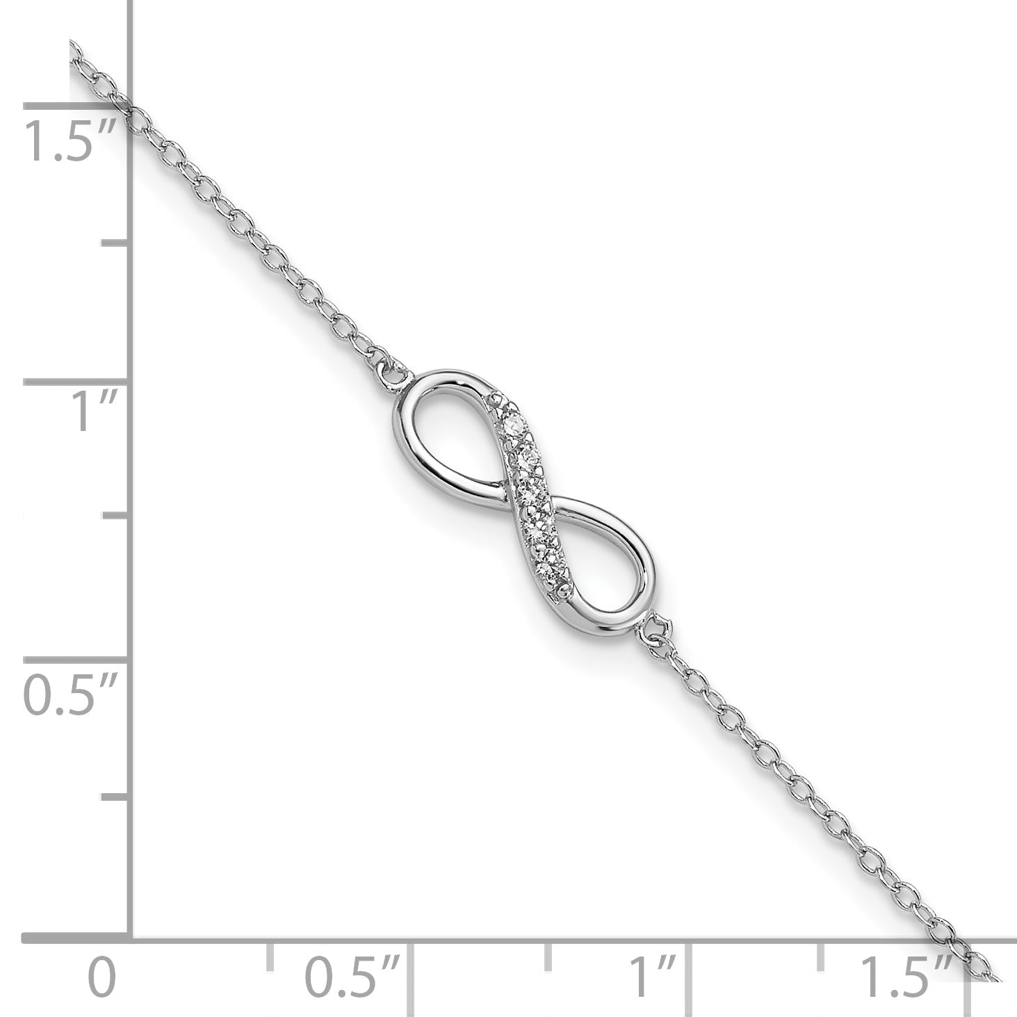 Sterling Silver Rhodium-plated with CZ Infinity w/ 1 IN EXT Bracelet