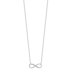 Sterling Silver Rhodium-plated with CZ Infinity w/ 2 IN EXT Necklace