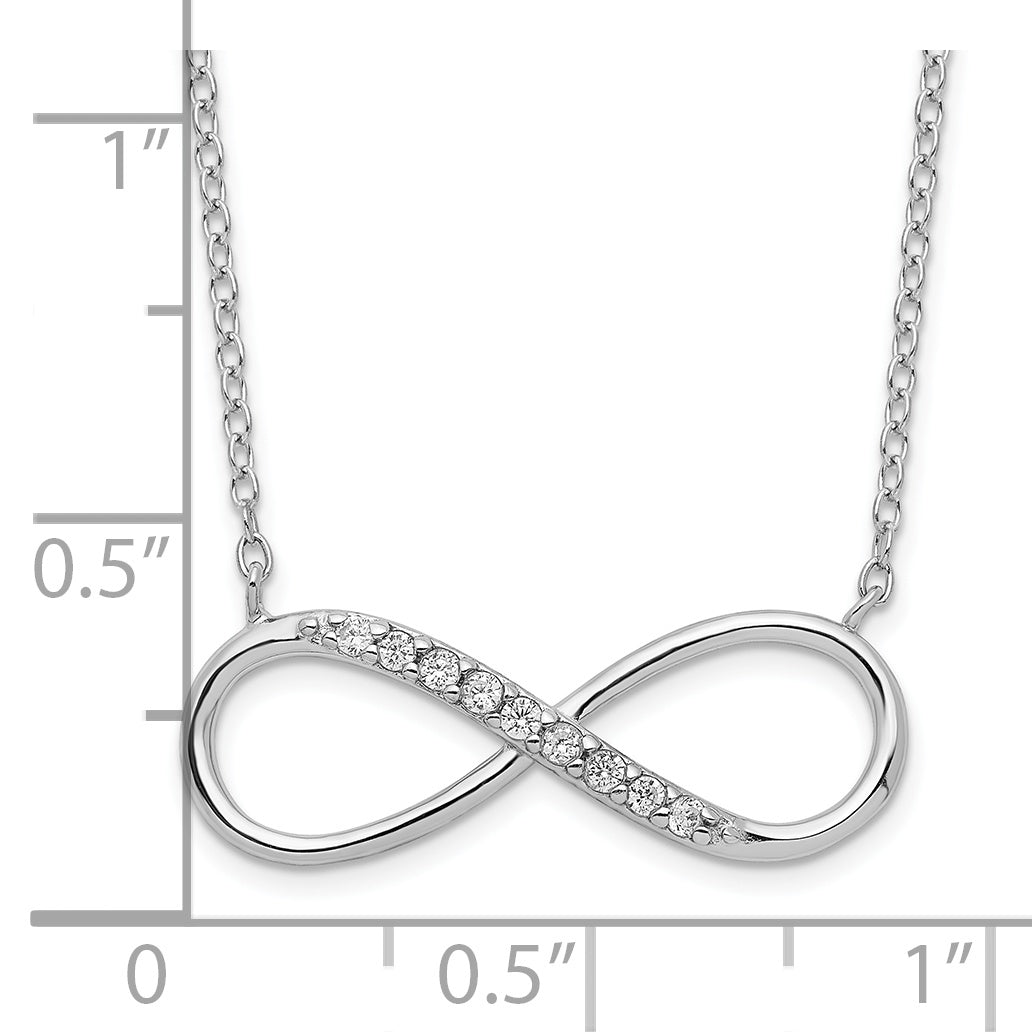 Sterling Silver Rhodium-plated with CZ Infinity w/ 2 IN EXT Necklace