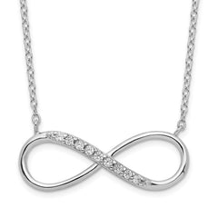 Sterling Silver Rhodium-plated with CZ Infinity w/ 2 IN EXT Necklace