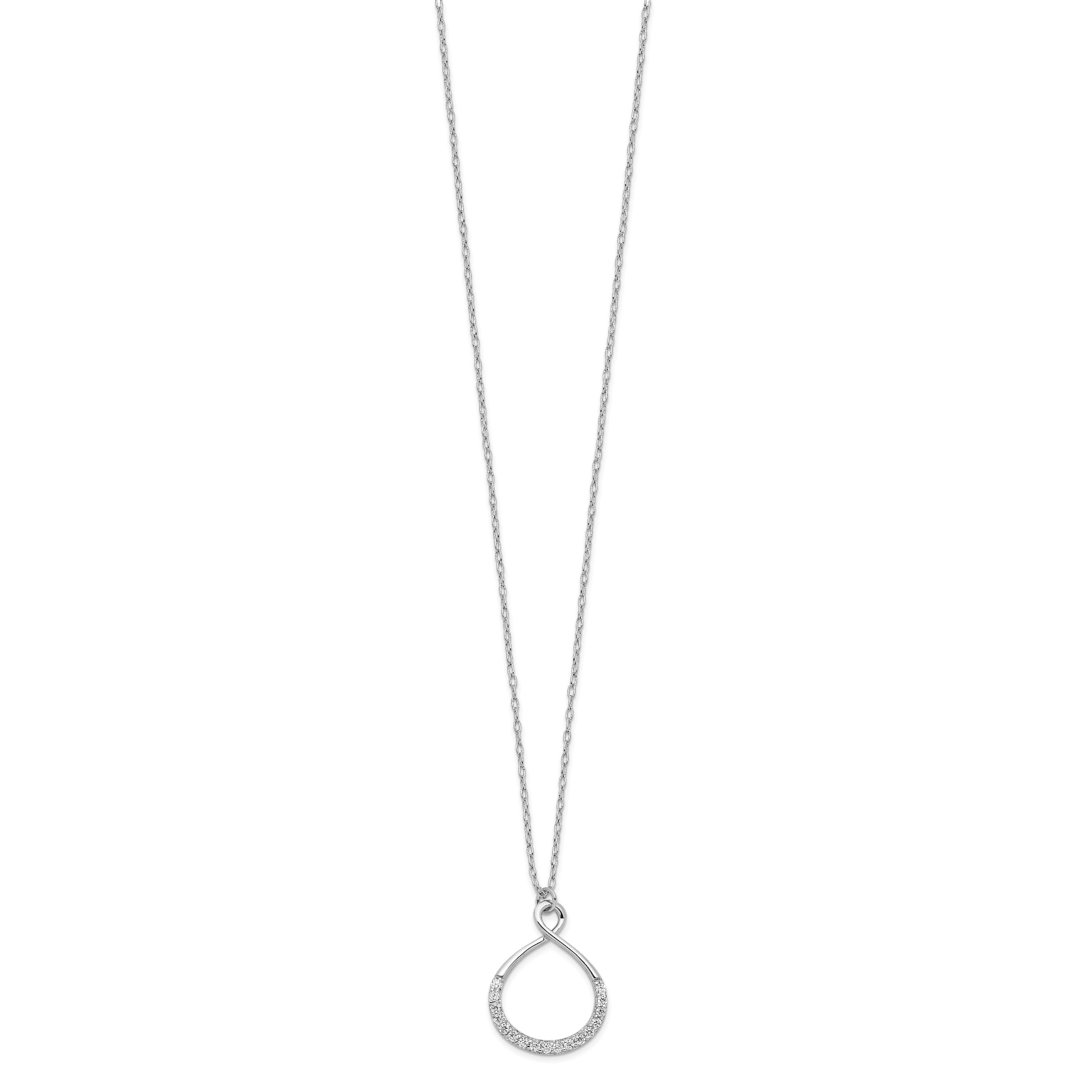 Sterling Silver Rhodium-plated with CZ Infinity w/ 2 IN EXT Necklace