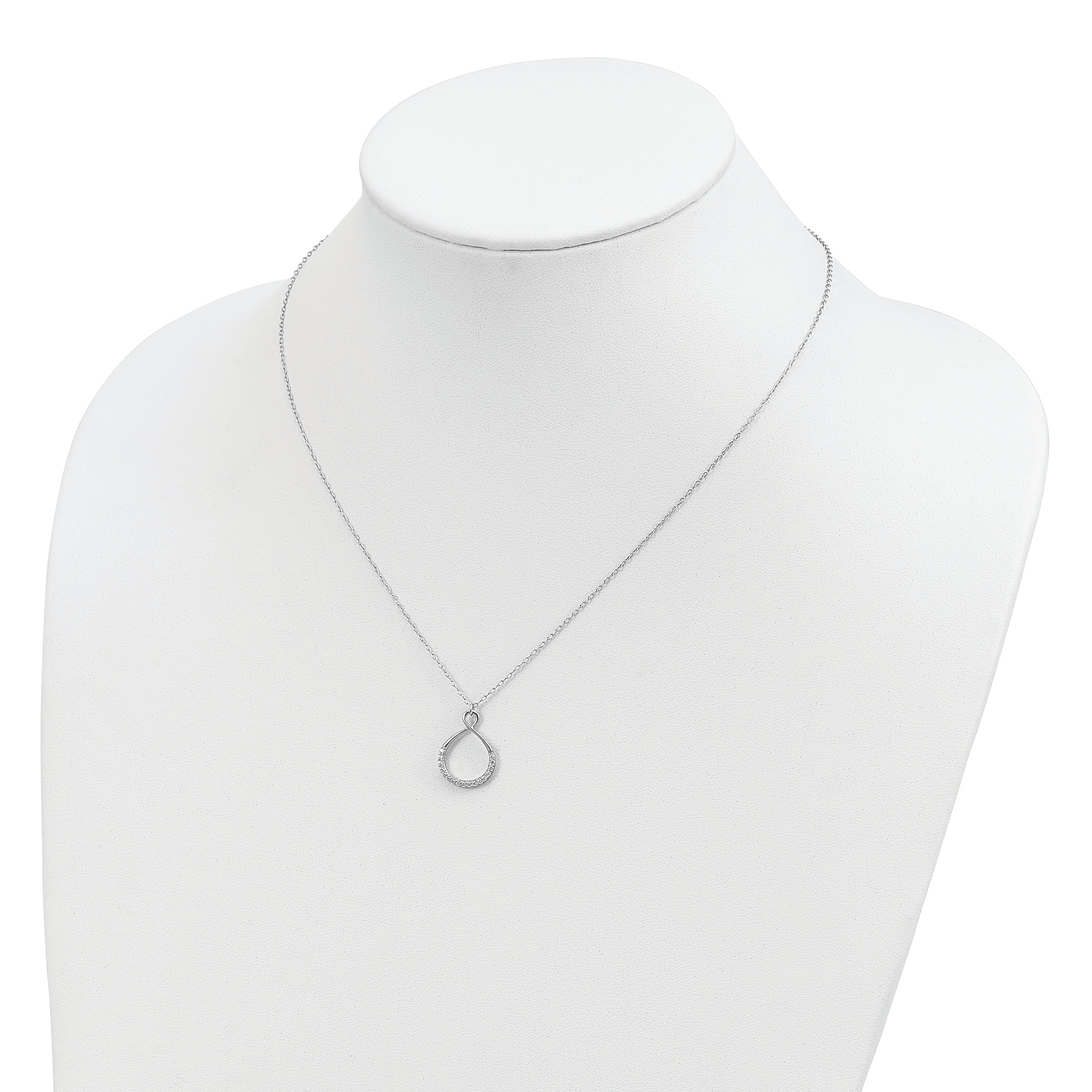 Sterling Silver Rhodium-plated with CZ Infinity w/ 2 IN EXT Necklace