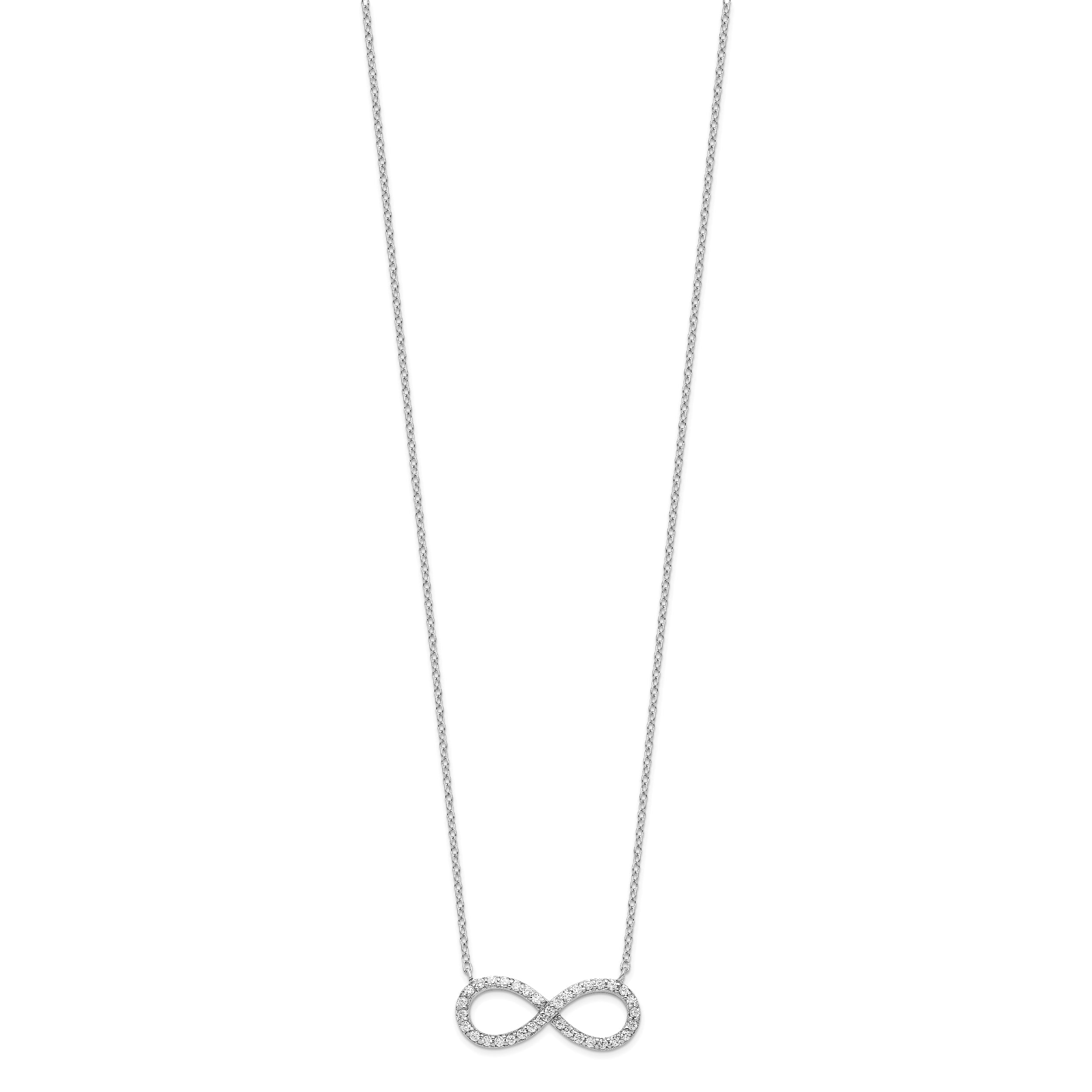 Sterling Silver Rhodium-plated with CZ Infinity w/ 2 IN EXT Necklace