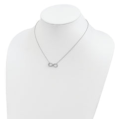 Sterling Silver Rhodium-plated with CZ Infinity w/ 2 IN EXT Necklace