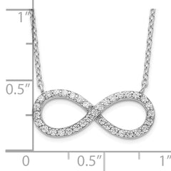 Sterling Silver Rhodium-plated with CZ Infinity w/ 2 IN EXT Necklace