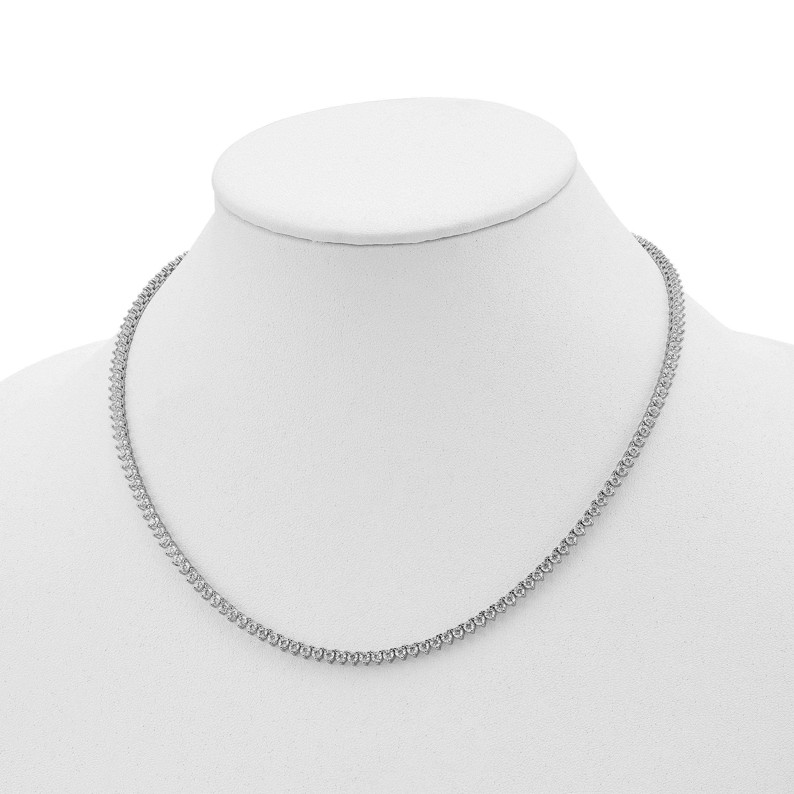 Sterling Shimmer Sterling Silver Rhodium-plated 18 inch 146 Stone CZ Riviera Necklace