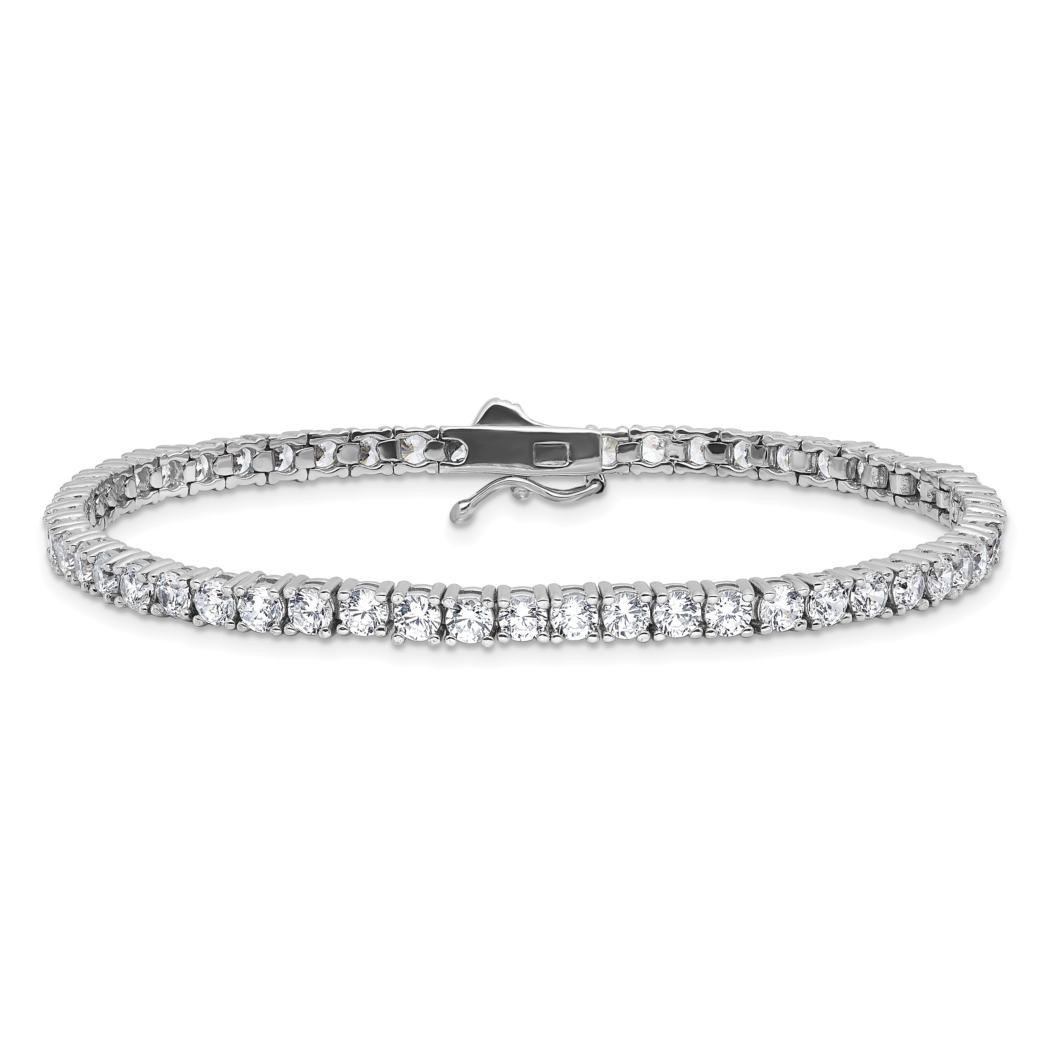 Sterling Shimmer Sterling Silver Rhodium-plated 7 inch 54 Stone CZ Bracelet