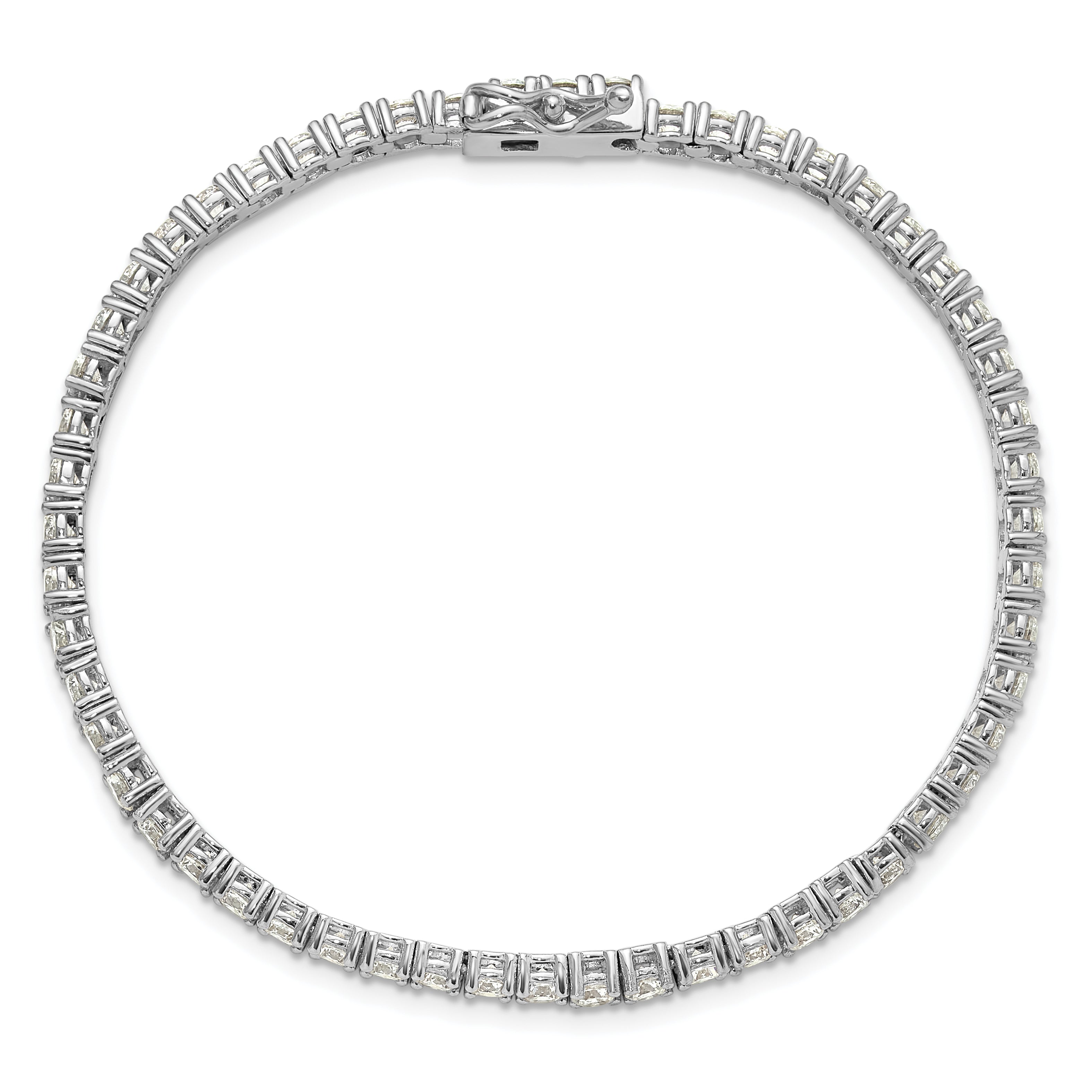 Sterling Shimmer Sterling Silver Rhodium-plated 7 inch 54 Stone CZ Bracelet