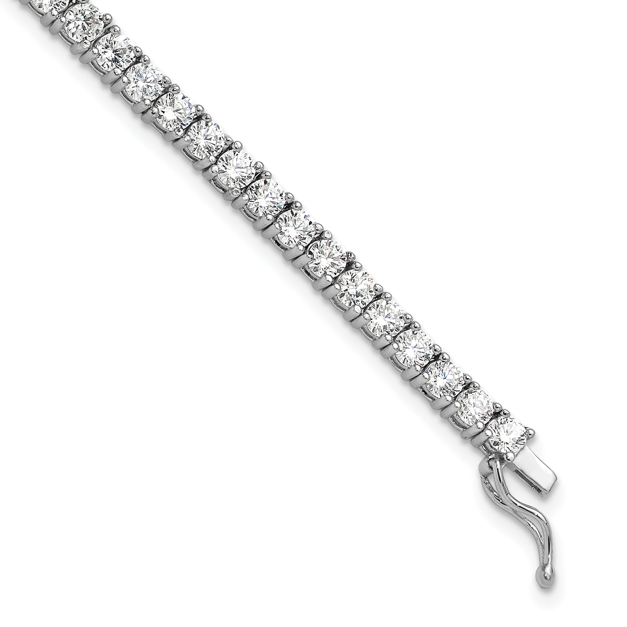 Sterling Shimmer Sterling Silver Rhodium-plated 7 inch 54 Stone CZ Bracelet