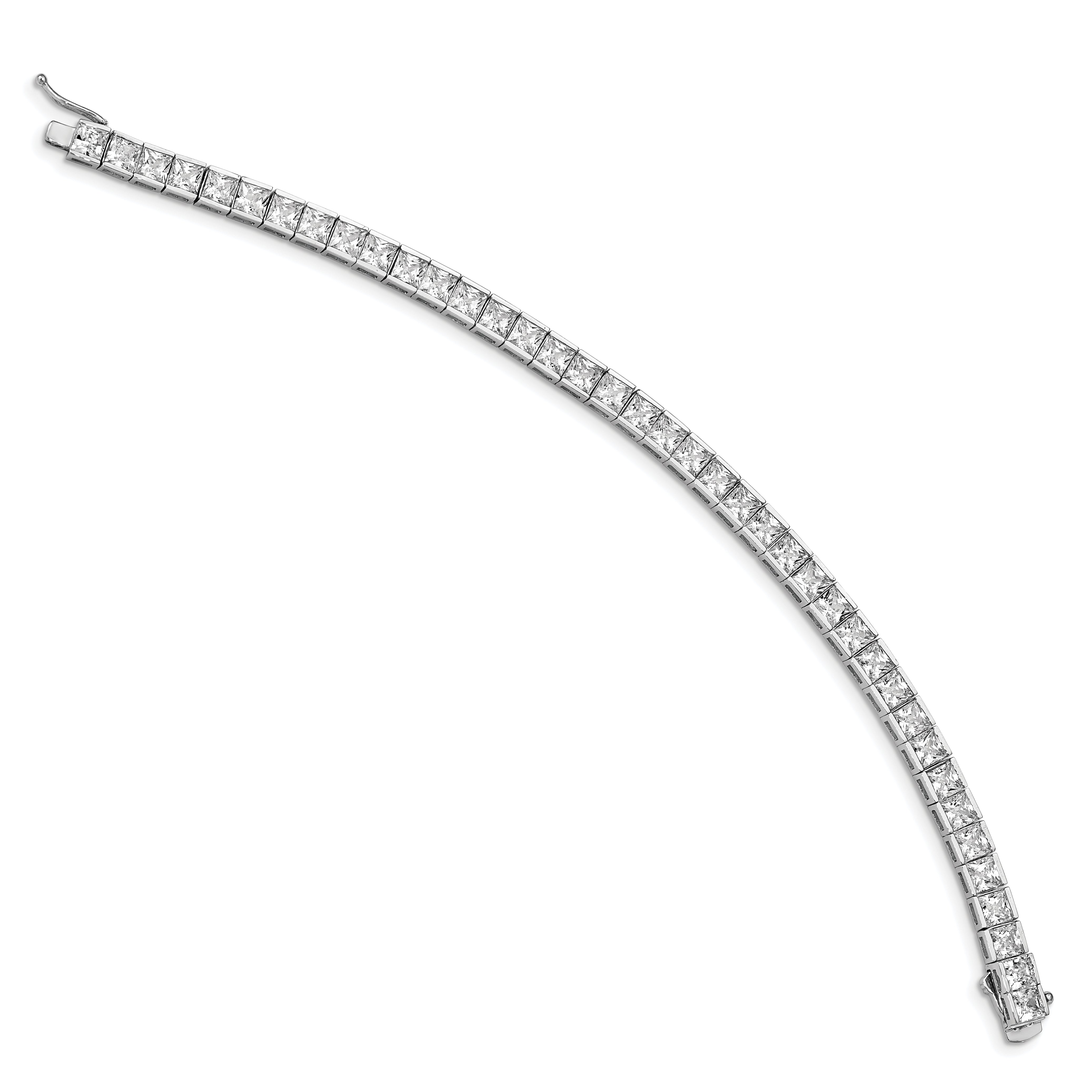 Sterling Shimmer Sterling Silver Rhodium-plated 7 inch 42 Stone CZ Bracelet