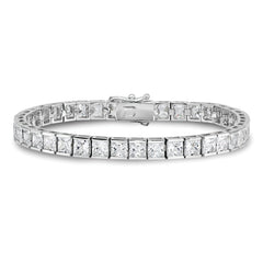 Sterling Shimmer Sterling Silver Rhodium-plated 7 inch 42 Stone CZ Bracelet