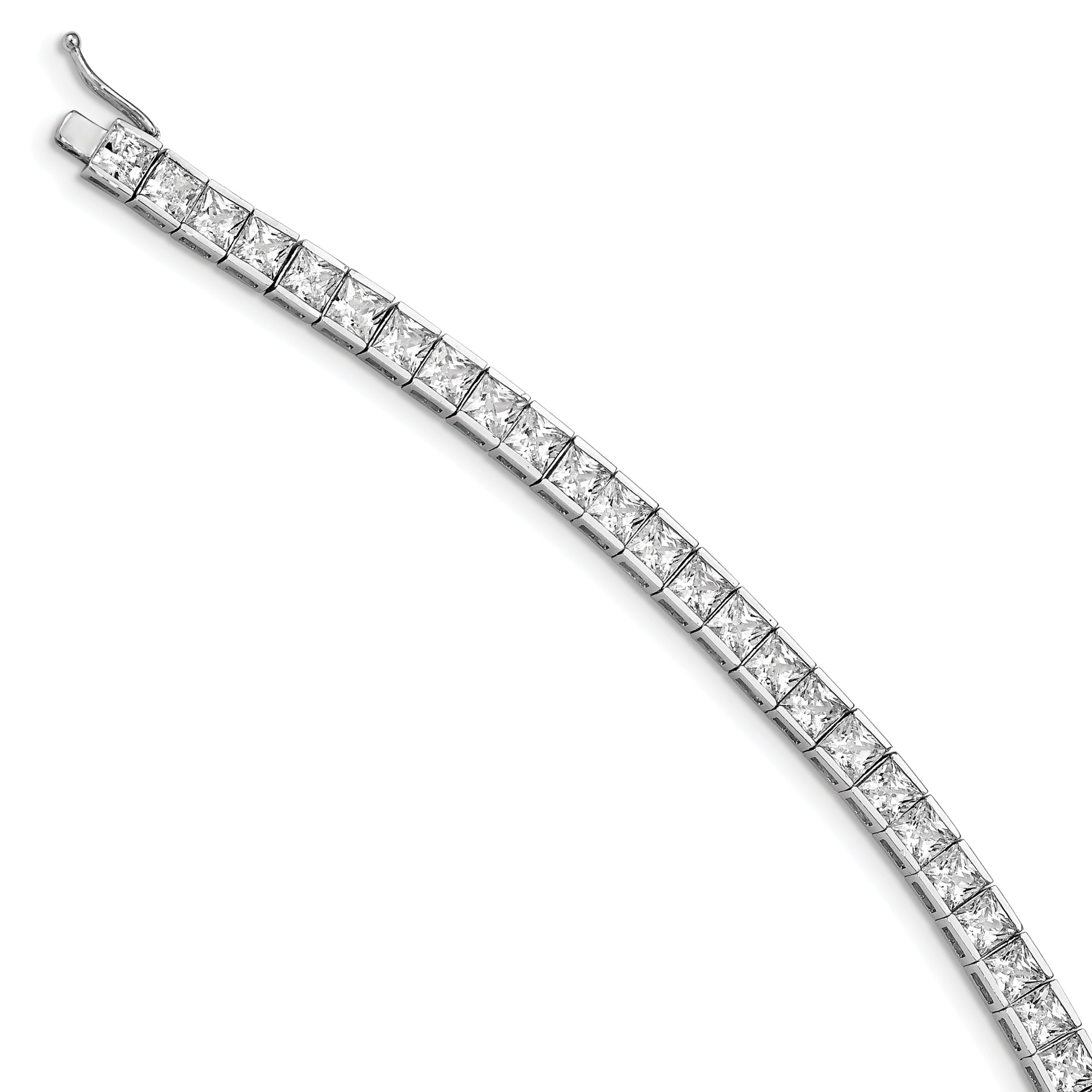 Sterling Shimmer Sterling Silver Rhodium-plated 7 inch 42 Stone CZ Bracelet