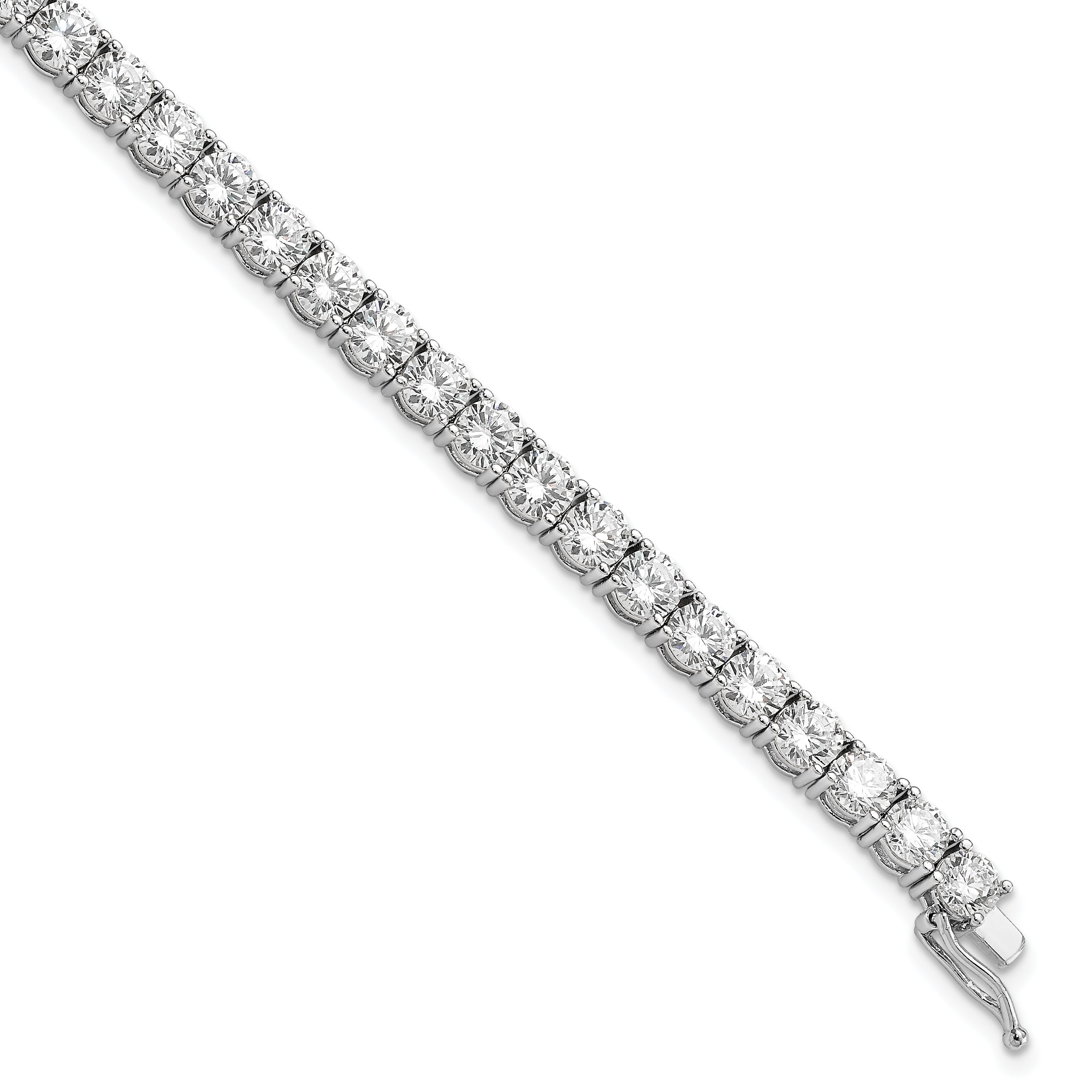 Sterling Shimmer Sterling Silver Rhodium-plated 7 inch 37 Stone CZ Bracelet