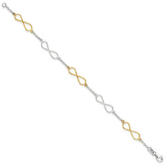 Sterling Silver Polished Flash Gold Infinity Symbol Bracelet