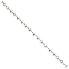 Sterling Silver Polished Heart Link Bracelet