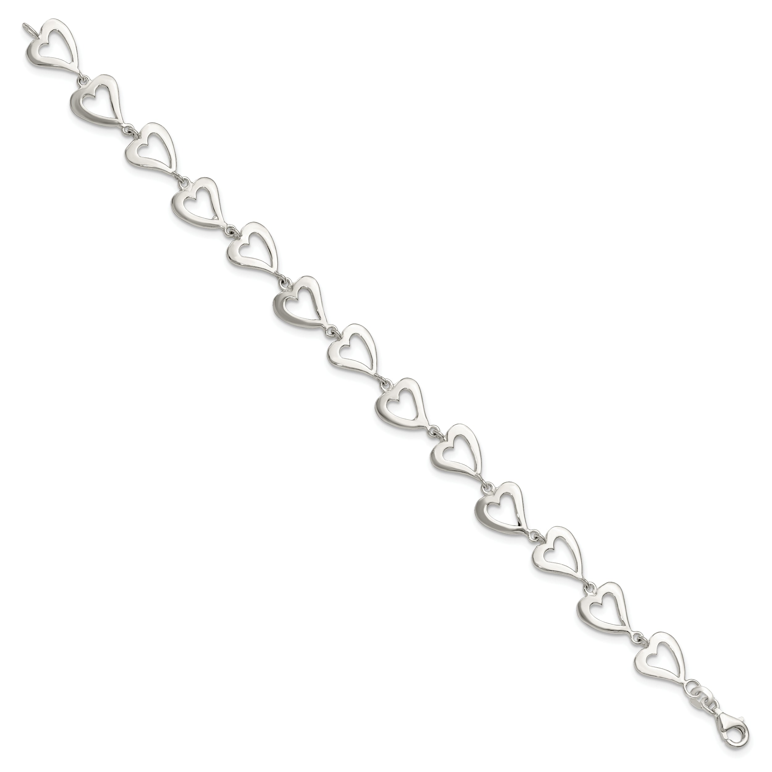 Sterling Silver Polished Heart Bracelet