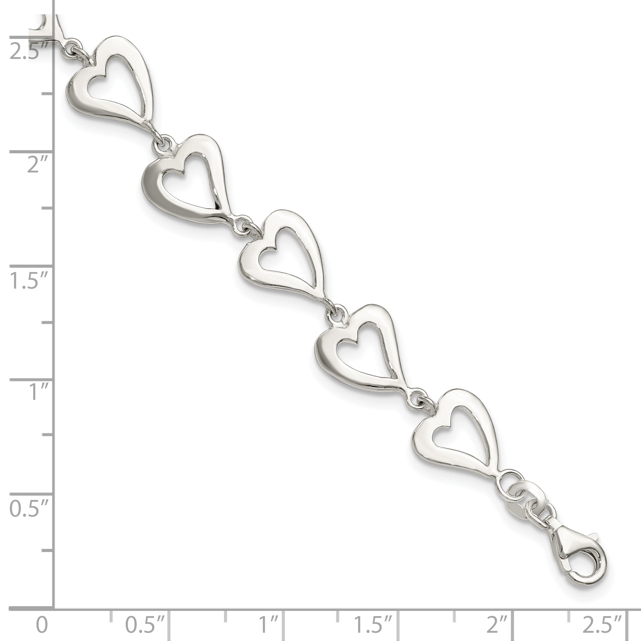 Sterling Silver Polished Heart Bracelet