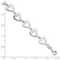 Sterling Silver Polished Heart Bracelet