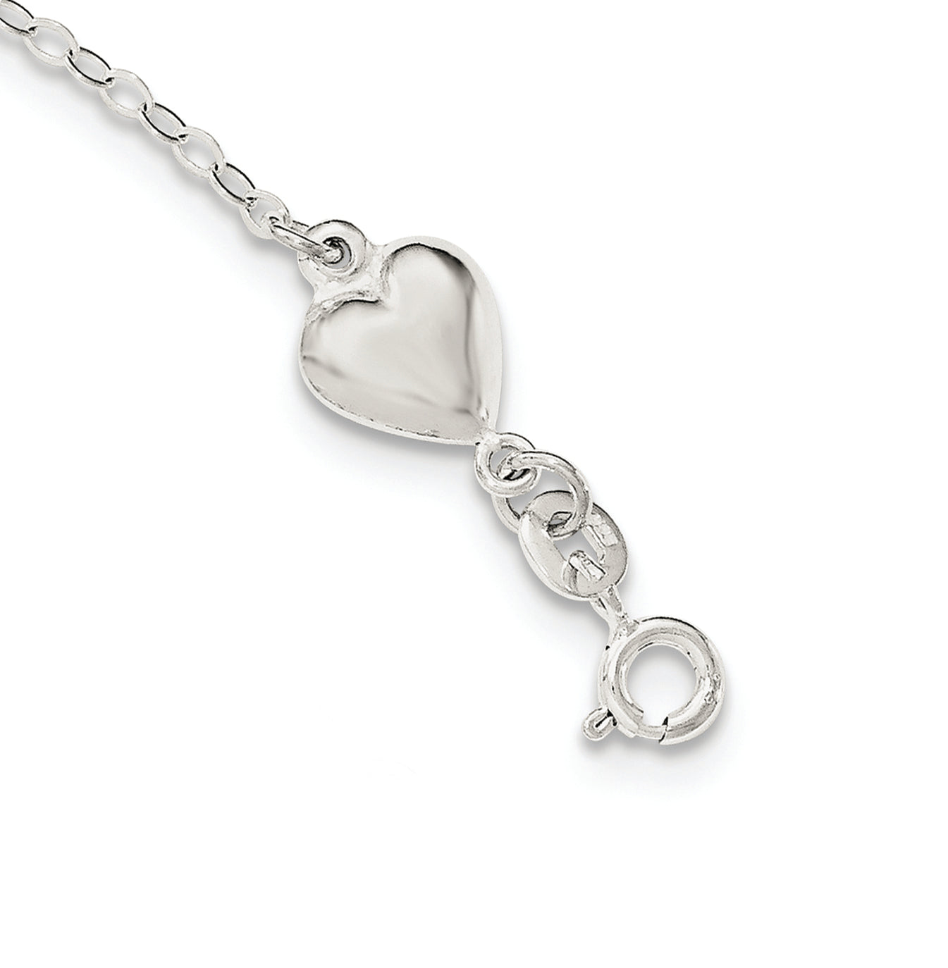 Sterling Silver Polished Enamel Heart LOVE Bracelet