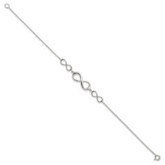 Sterling Silver Rhodium-plated Polished Infinity Symbol Bracelet