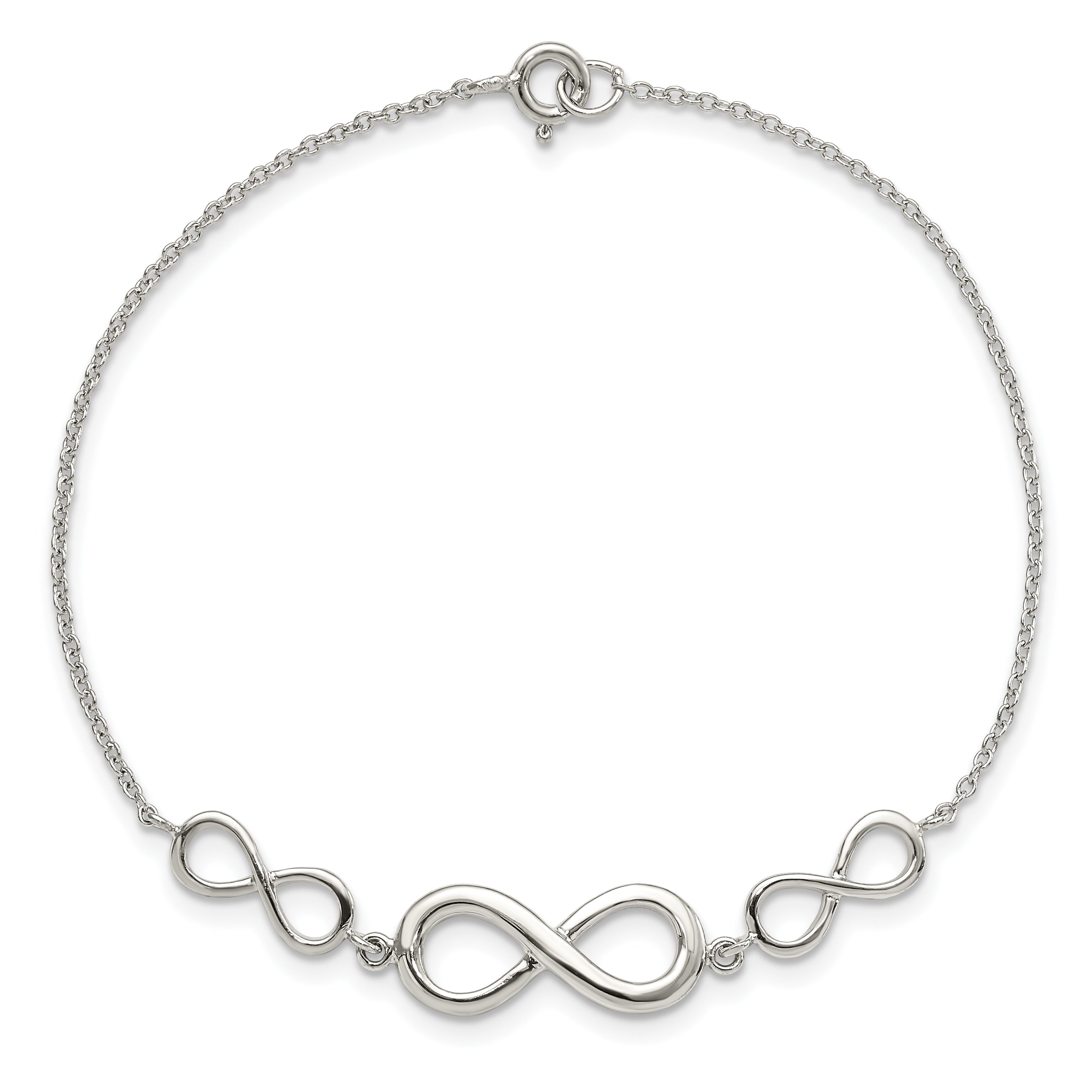 Sterling Silver Rhodium-plated Polished Infinity Symbol Bracelet