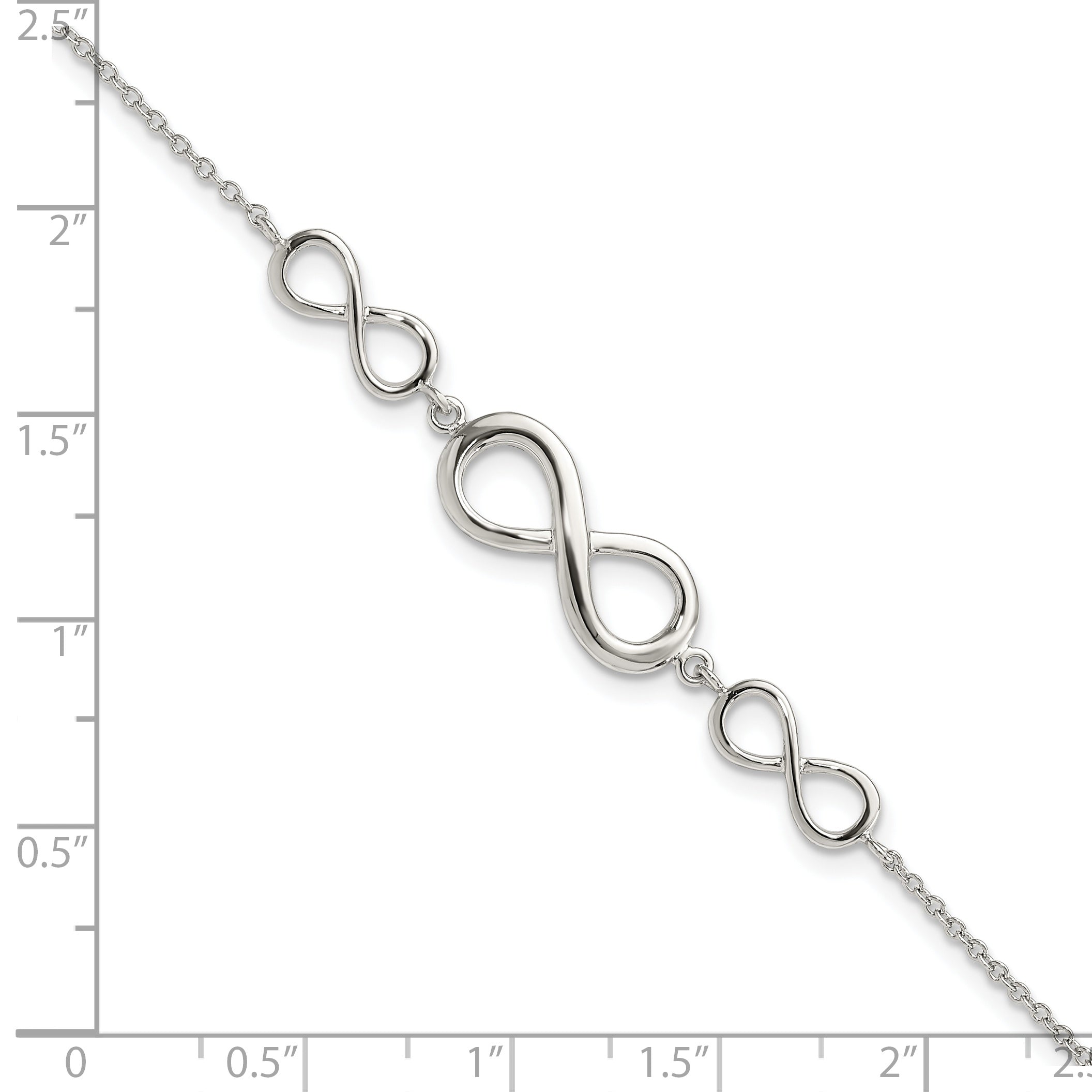 Sterling Silver Rhodium-plated Polished Infinity Symbol Bracelet