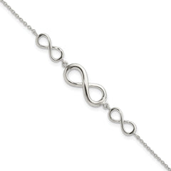 Sterling Silver Rhodium-plated Polished Infinity Symbol Bracelet