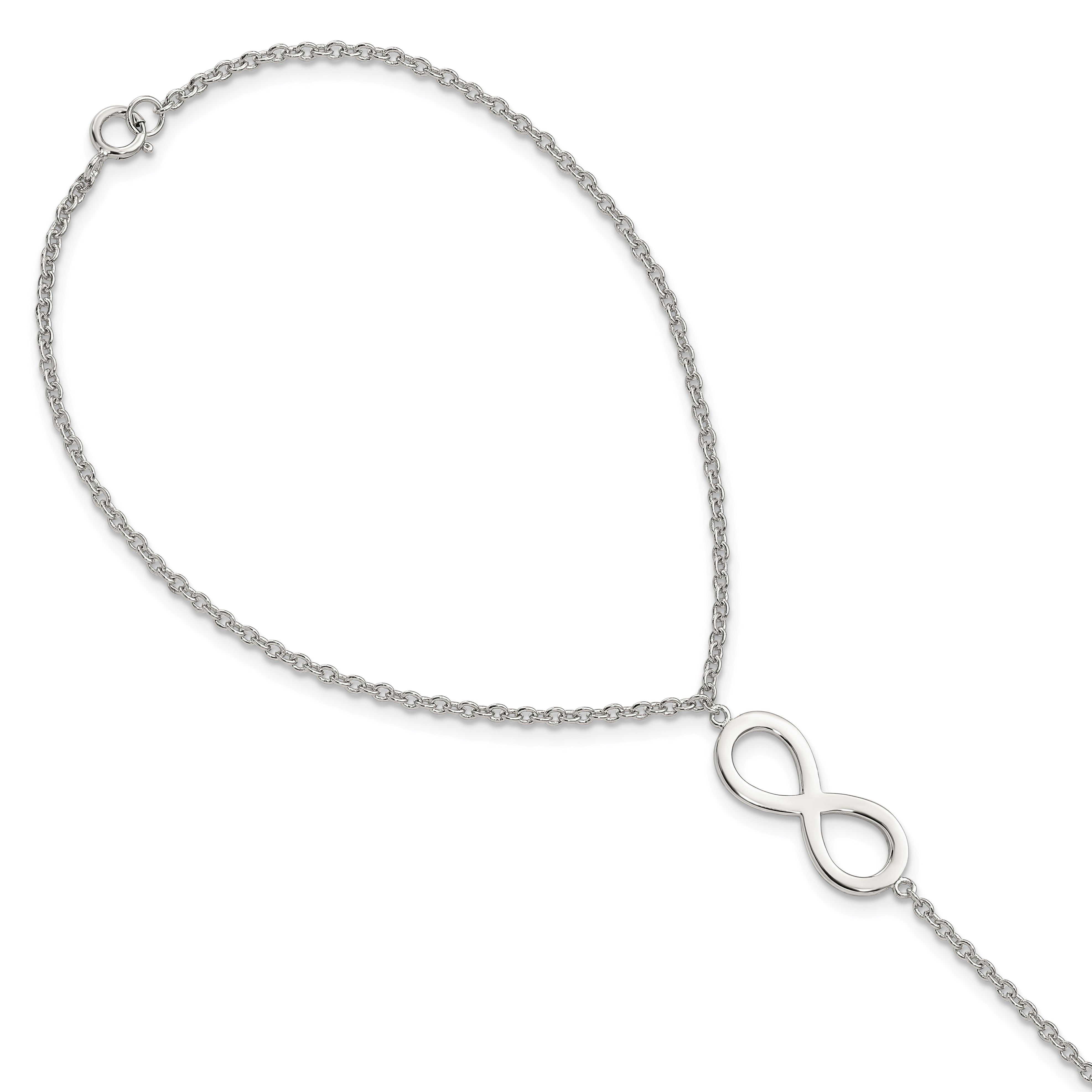 Sterling Silver RH-plated Polished Infinity Symbol Attached Ring/Bracelet