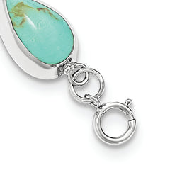 Sterling Silver Rhodium-plated Teardrop Synthetic Turquoise Bracelet