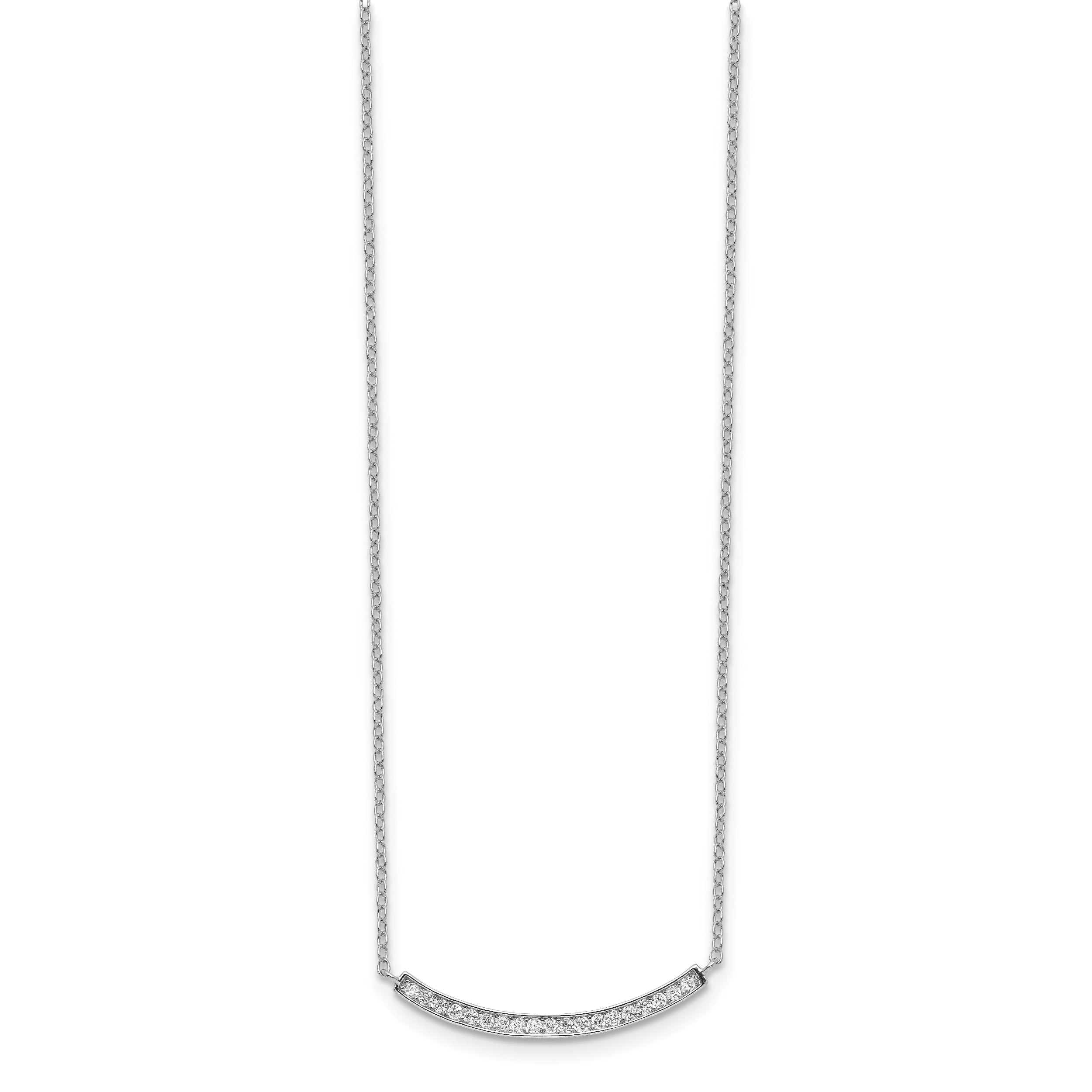 Sterling Silver Rhodium-plated CZ Fancy Bar Necklace