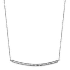 Sterling Silver Rhodium-plated CZ w/2in ext. Bar Necklace