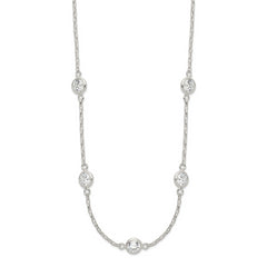 Sterling Silver Polished 5-Station CZ Necklace