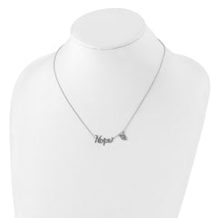 Sterling Silver 925 HOPE Necklace with CZ Dove Pendant, Polished Finish