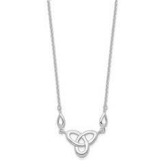 Sterling Silver Rhodium-Plated Celtic Knot Necklace with Extension