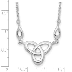 Sterling Silver Rhodium-Plated Celtic Knot Necklace with Extension