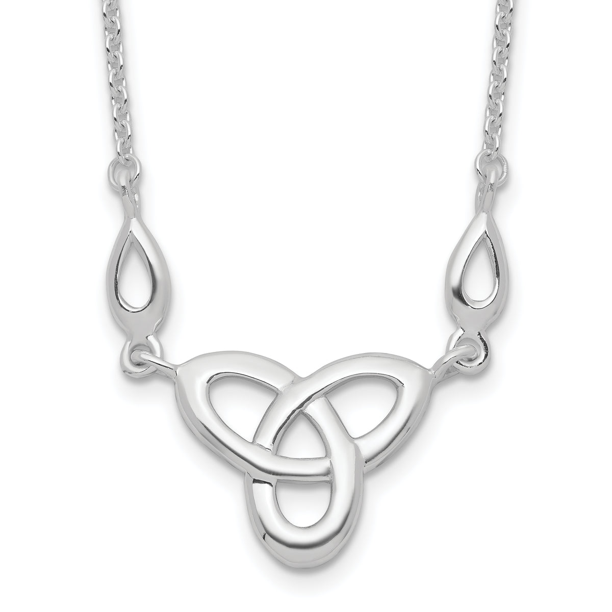 Sterling Silver Rhodium-plated Polished Celtic Knot 16 inch Necklace with 1.5 inch extension