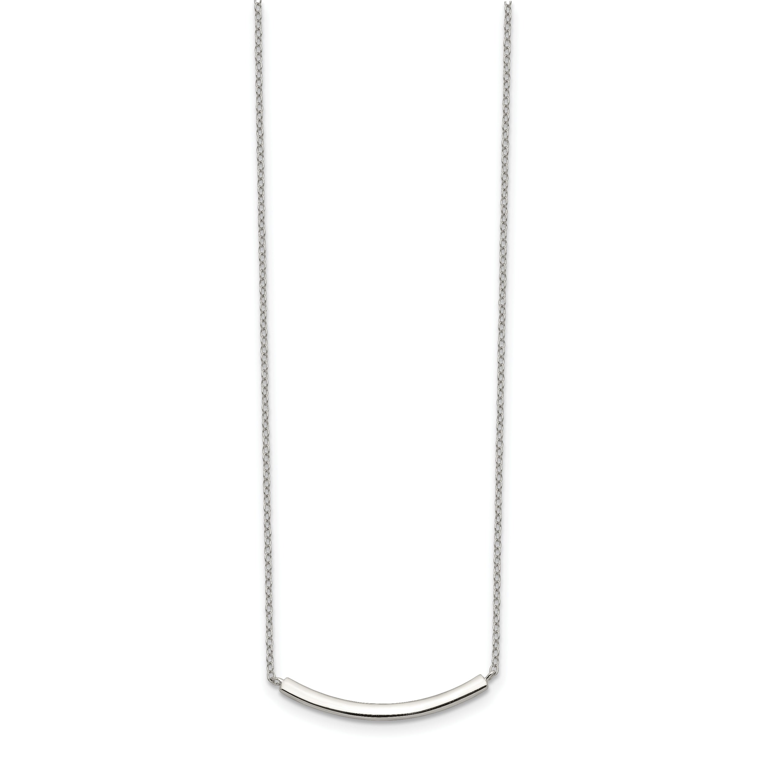 Sterling Silver Rhodium-plated w/2in ext. Bar Necklace