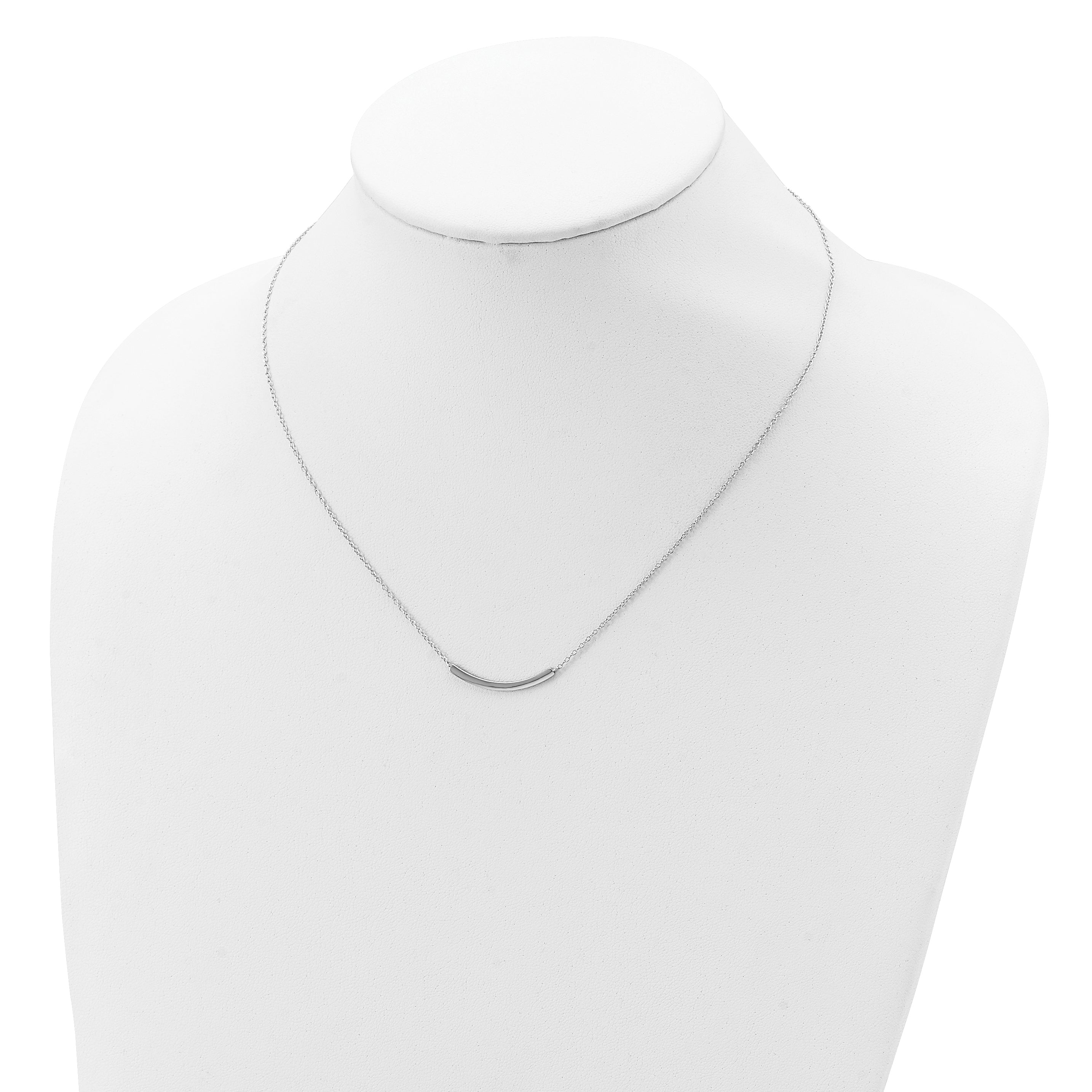 Sterling Silver Rhodium-plated w/2in ext. Bar Necklace