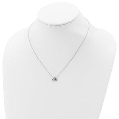 Sterling Silver Rhodium-plated Polished & Beaded CZ Crown with 2 Inch Extension Necklace