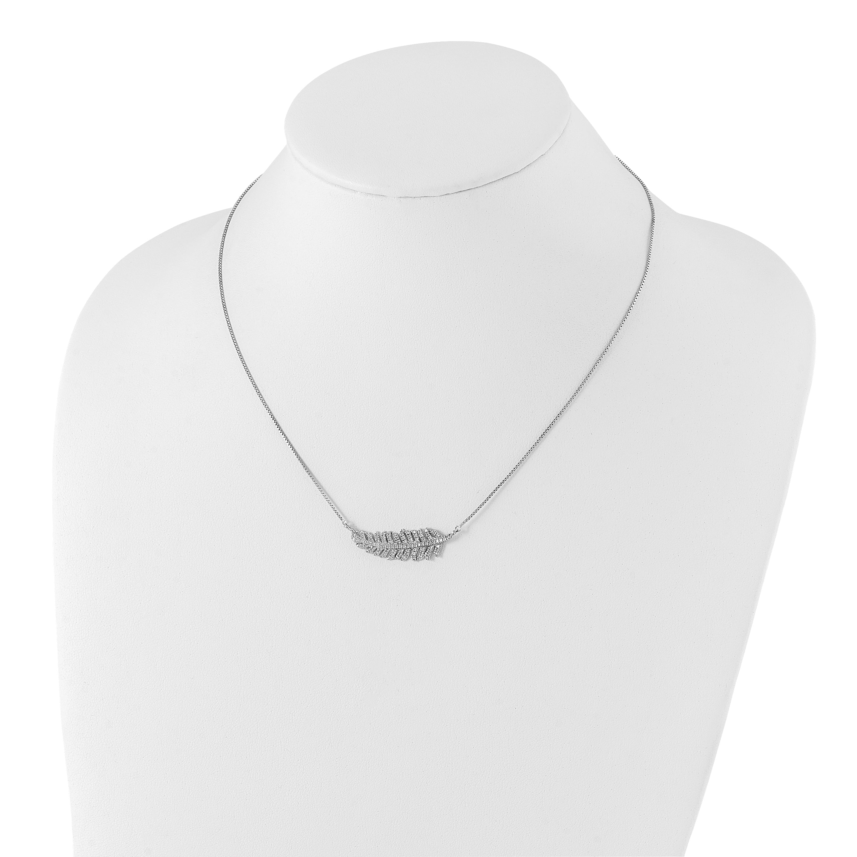 Sophia Jewelers Sterling Silver 925 Leaf Necklace with CZ Elegance