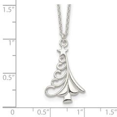 Sterling Silver Polished Christmas Tree Necklace