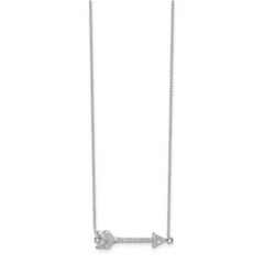 Sterling Silver Rhodium-plated CZ Arrow w/2in ext. Necklace