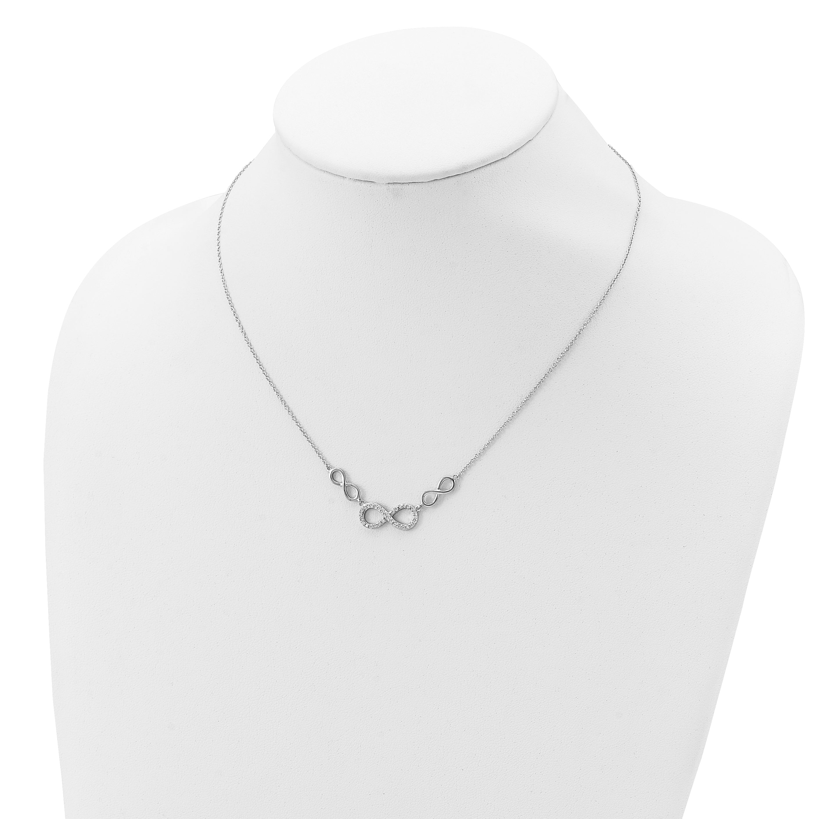 Sterling Silver RH-plated Polished CZ Infinity Symbol Necklace