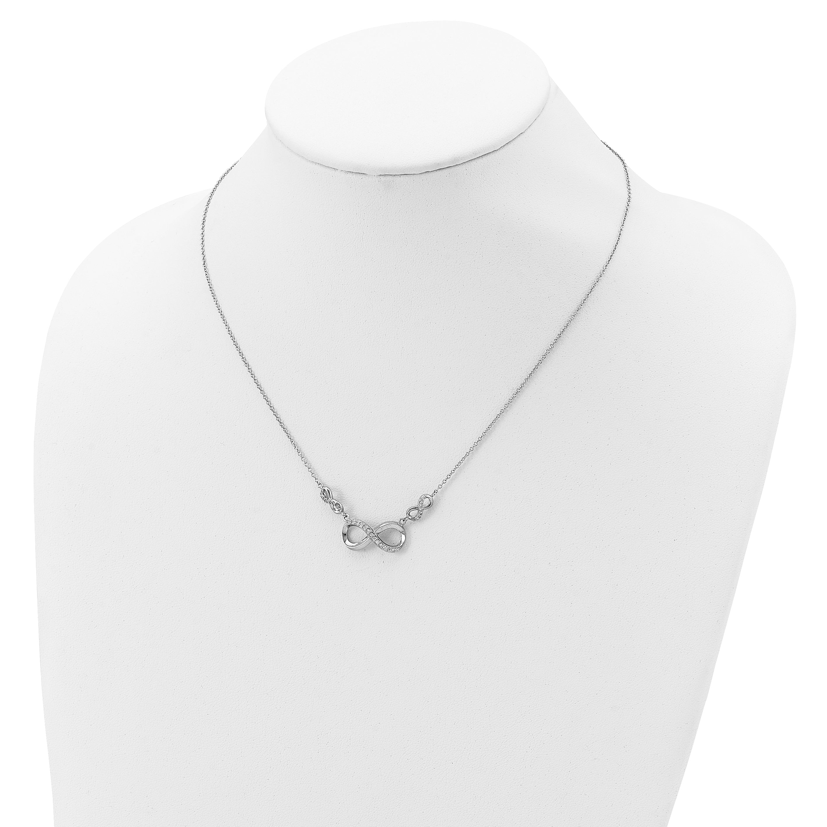 Sterling Silver Rhodium-plated Polished CZ Infinity Symbol Necklace