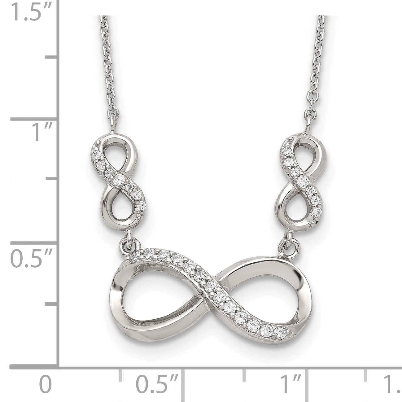 Sterling Silver Rhodium-plated Polished CZ Infinity Symbol Necklace