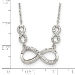 Sterling Silver Rhodium-plated Polished CZ Infinity Symbol Necklace