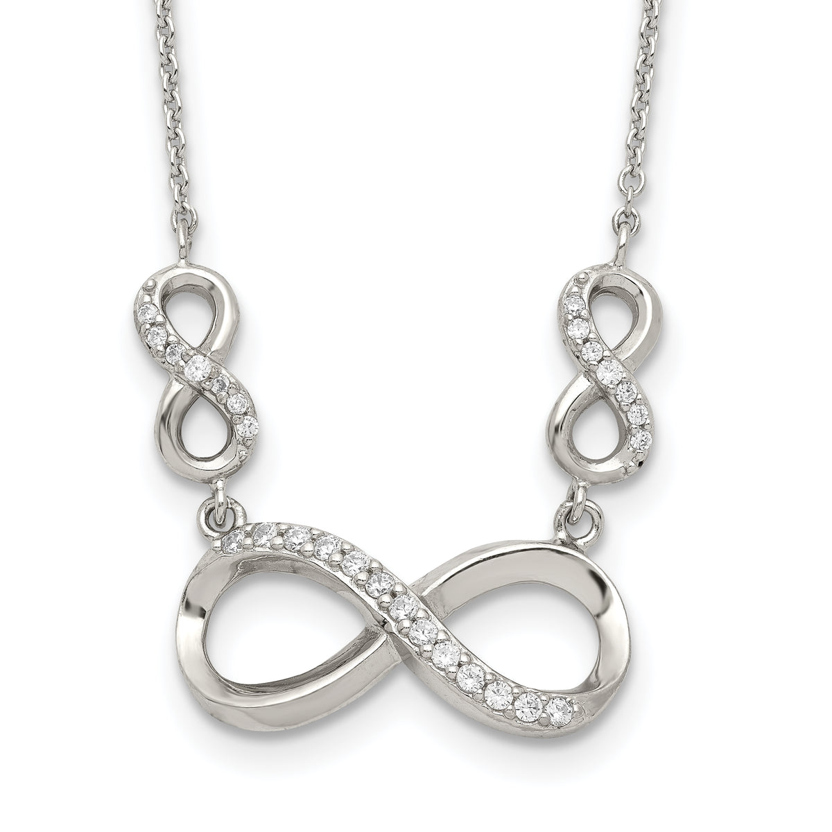 Sterling Silver Rhodium-plated Polished CZ Infinity Symbol Necklace